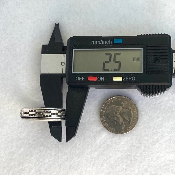 Solid Sterling Silver 925 Wide Geometric Pattern Unisex Spinner Band Ring Sz 12 - Picture 14 of 16